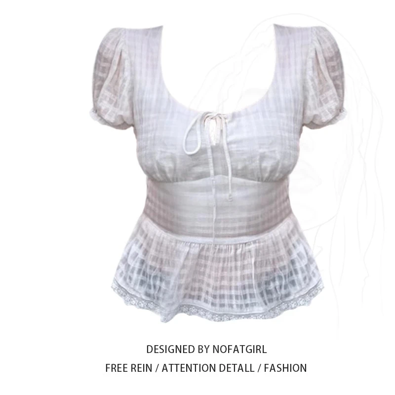 大码胖MM韩系白色泡泡袖t恤2025新款夏日女装独特超好看显瘦上衣