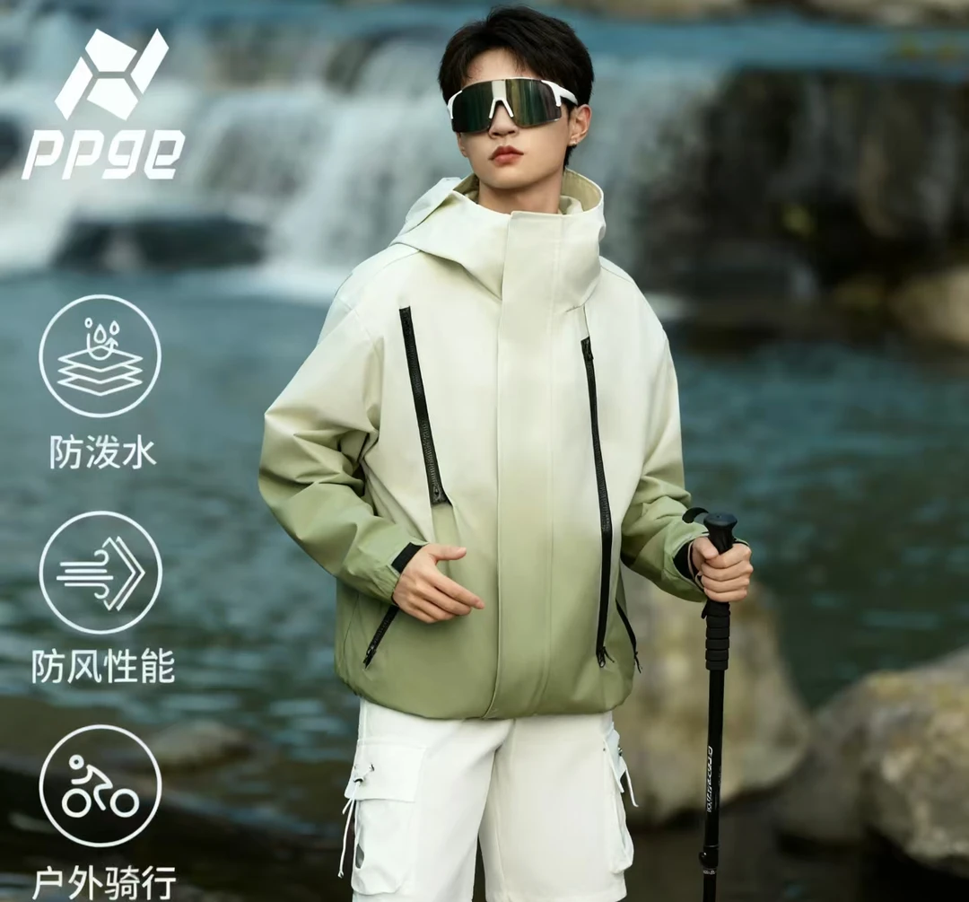 0666绿色青少年三合一潮牌软壳冲锋衣