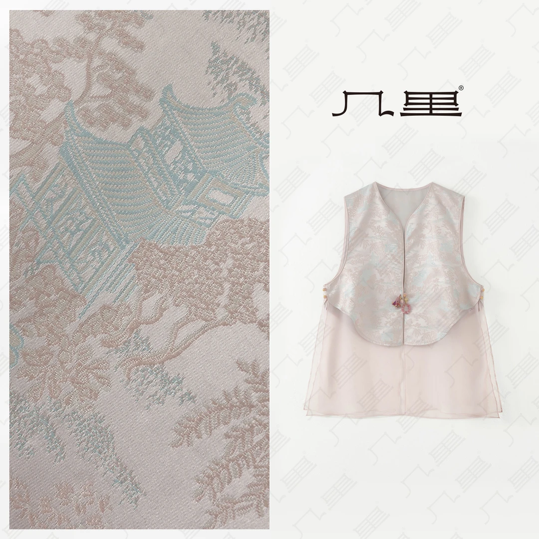 几里与麻【月下粉樱】新中式国风提花马夹 衣长70 胸围103 2052957