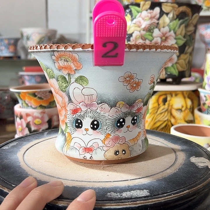 景德镇手绘花盆满38包邮