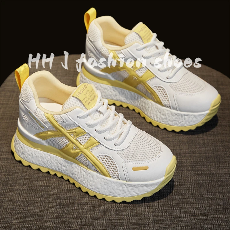 小个子厚底老爹鞋女2025夏季新款轻奢爆款透气运动增高休闲小白鞋