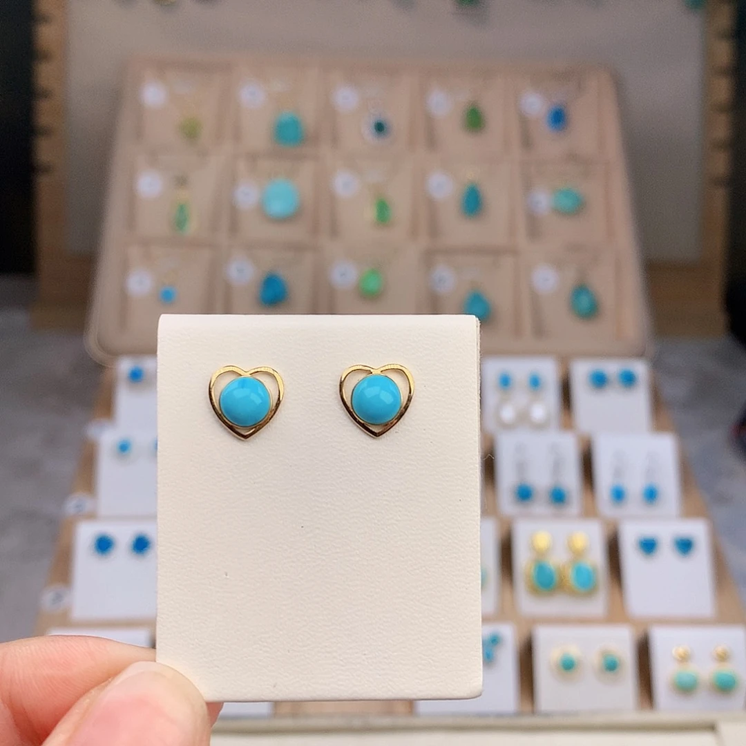 18K金镶嵌绿松石耳饰