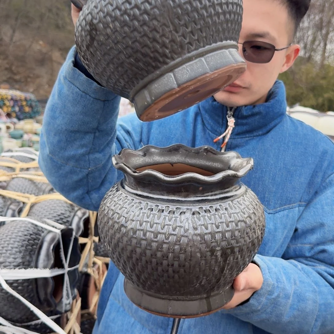 紫砂摆件口18高21（两个黑色