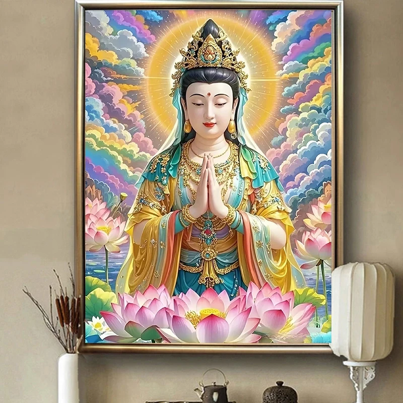 佛像观音菩萨钻石画满钻2025新款客厅玄关粘钻画高级感点钻十字绣