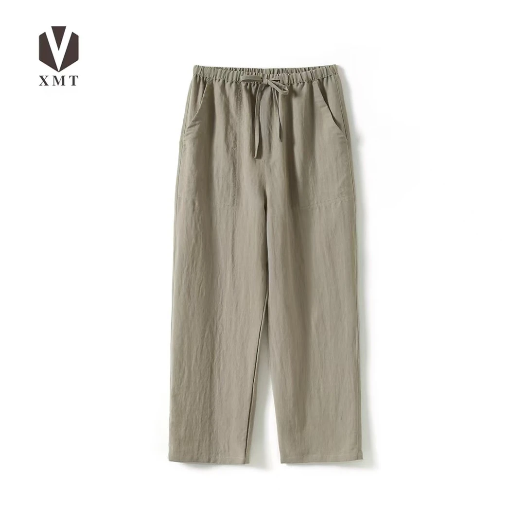 XMT夏季男士薄款莱赛尔天丝亚麻冰凉空调裤情侣款直筒休闲裤宽松