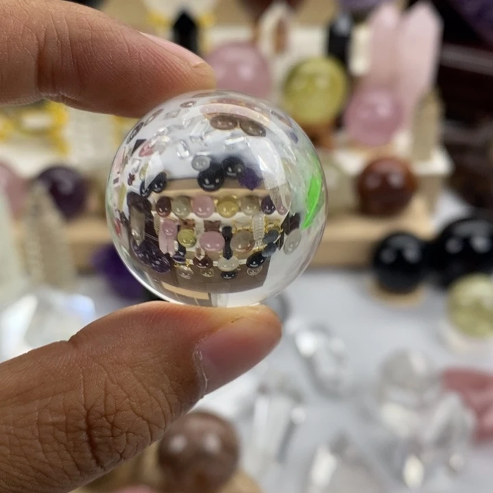 天然白水晶球摆件18
