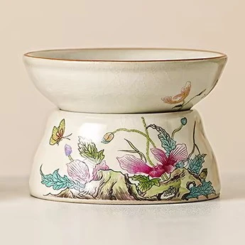 友名陶瓷 米黄色汝窑虞美人过滤组-4464