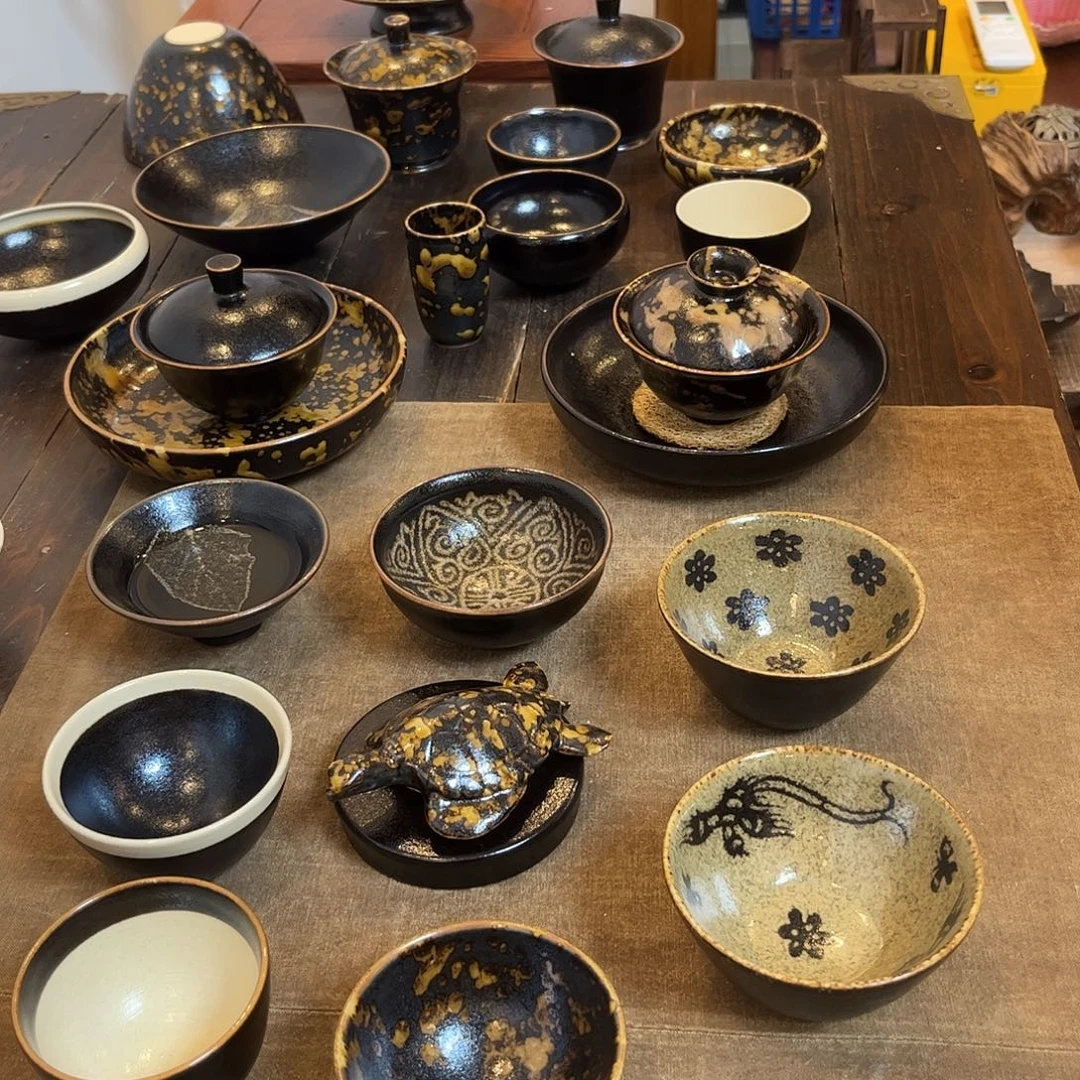 草***村茶盏吉州窑柴窑戴帽杯