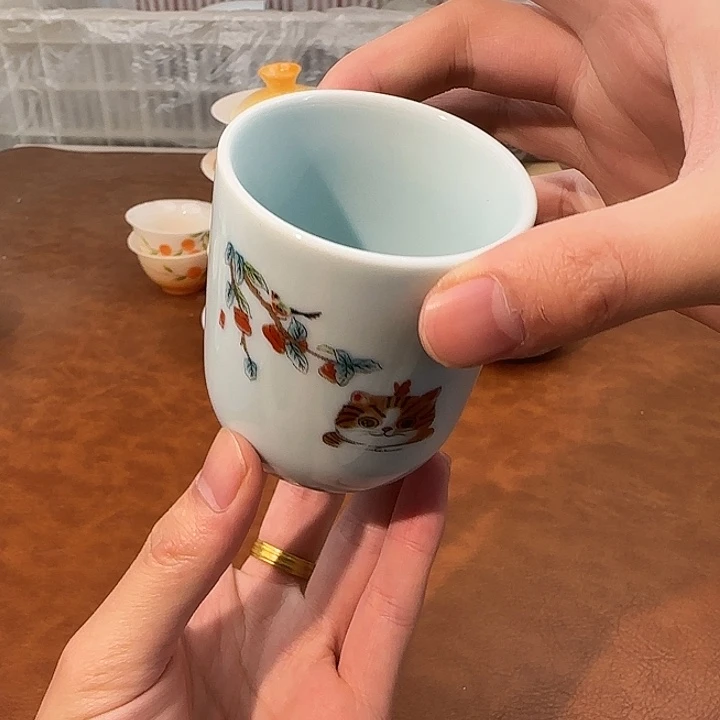 颜瓷闪购商品代替链接猫咪青瓷水杯