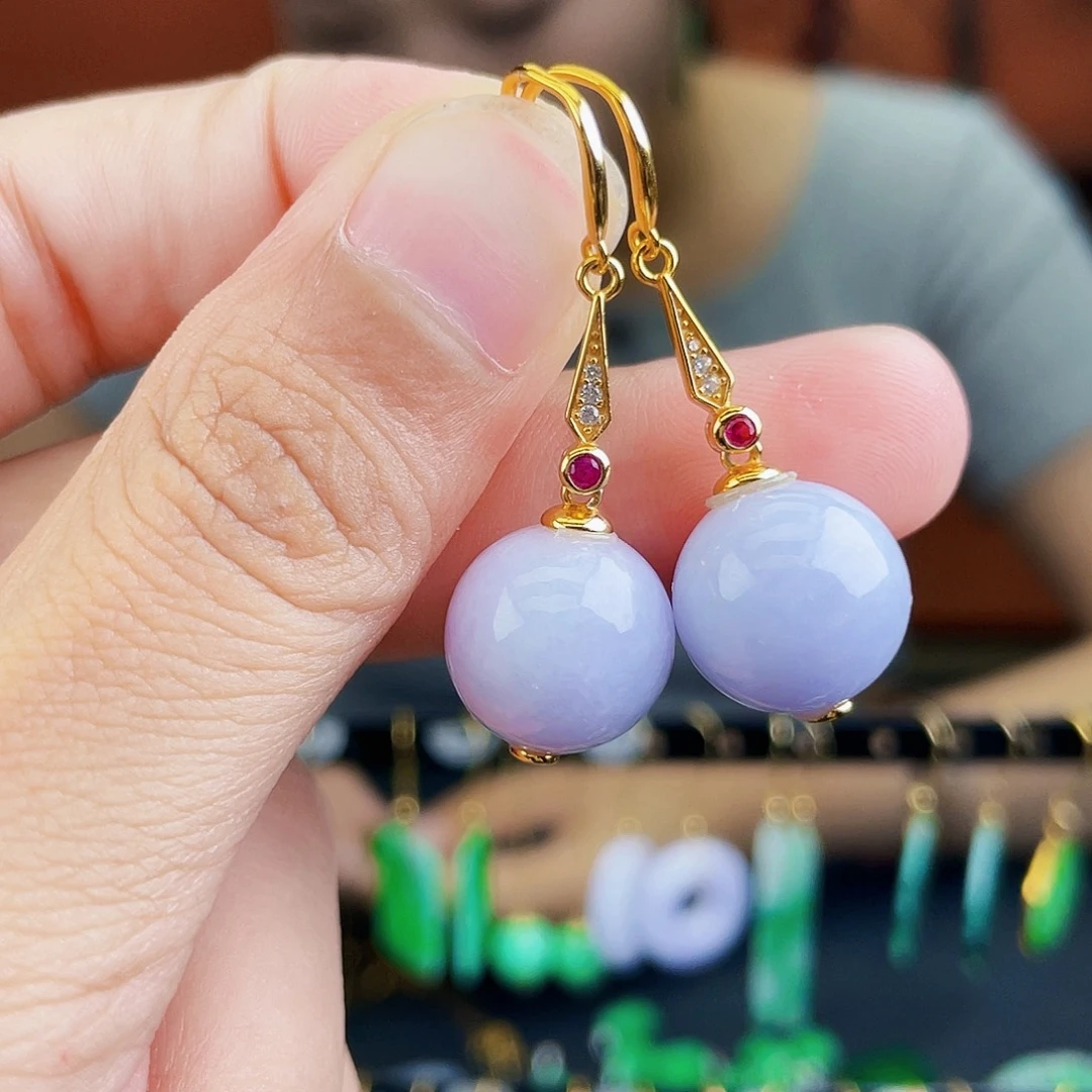 翡翠银S925镶嵌耳饰饰品