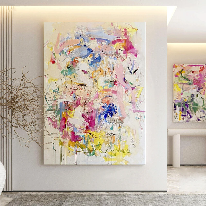 《龙飞凤舞》多巴胺彩色手绘油画抽象客厅装饰画餐厅玄关艺术挂画