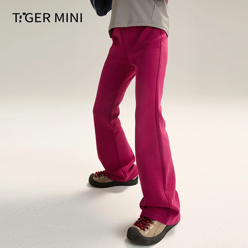 欧若风儿童运动裤2025保暖长裤女童户外休闲阔腿微喇裤中大童