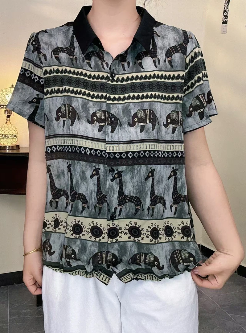 衬衫领不起球防晒短袖成人衬衫气质半袖翻领夏季衬衣