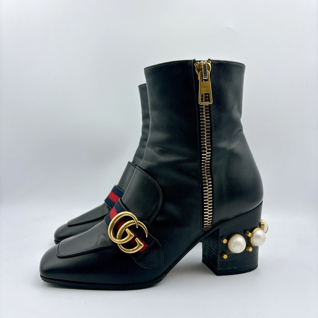 97新/Gucci/古驰36码/珍珠高跟靴/BM00542