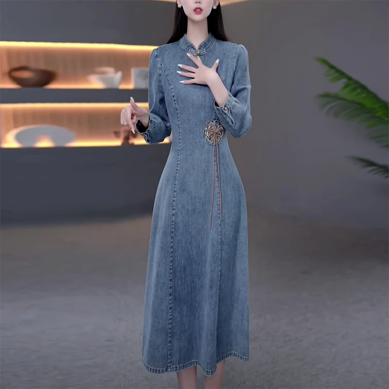 新中式秋冬气质洋气减龄修身收腰显瘦女人味妈妈装改良旗袍连衣裙