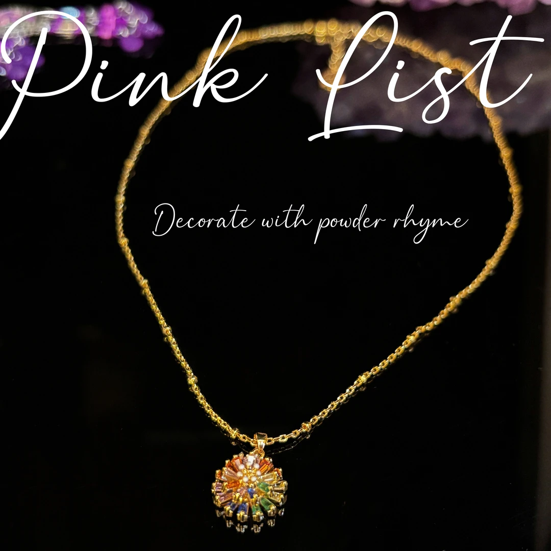 铜合金合成锆石项链 镀K真金PINK LIST[金链繁花]铜合金项链 A815
