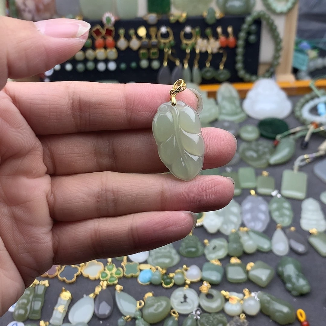 和田玉银S925镶嵌吊坠(不含链)