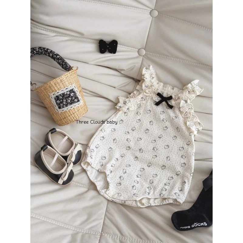 夏季婴幼儿清新可爱吊带包屁衣服哈衣超洋气印花纯棉碎花爬爬服潮
