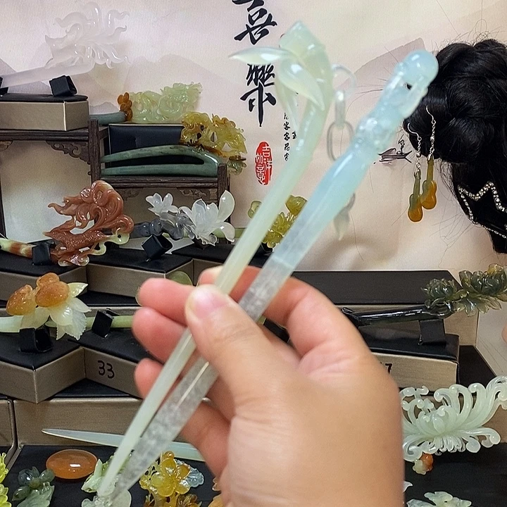 蛇纹石玉合金发饰