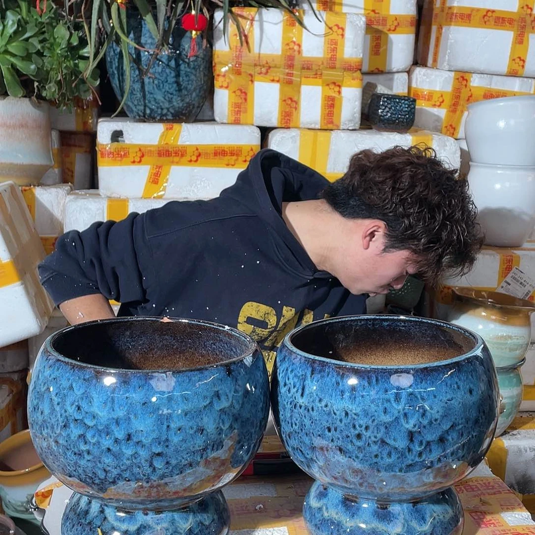 无铅玻璃宜兴紫砂花盆