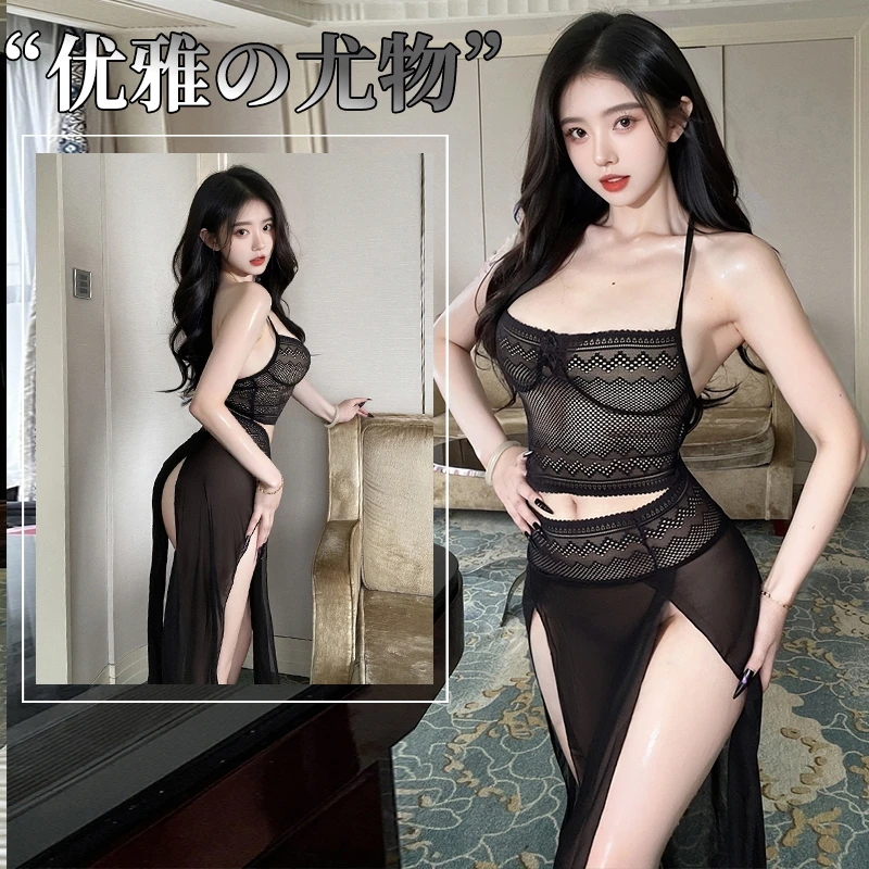 【雾野玫瑰】镂空女无袖家居成人性感睡衣睡裙连衣裙显瘦复古薄款
