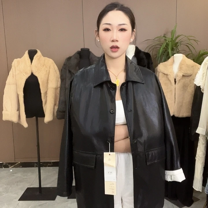 秋季新款黑色皮衣