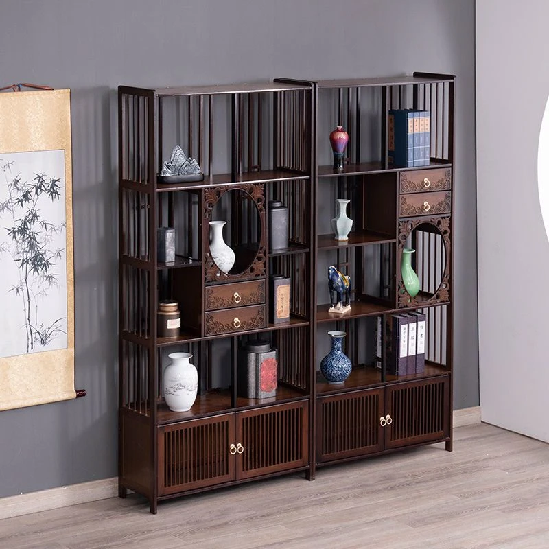 博古架实木新中式博古摆件柜茶叶多宝阁展示柜书柜置物架客厅书架