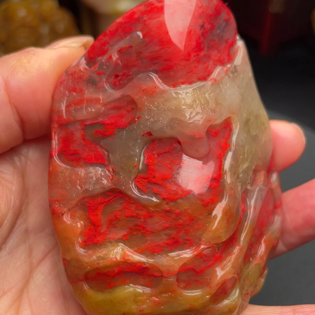 鸡血石鸡血石手把件摆件
