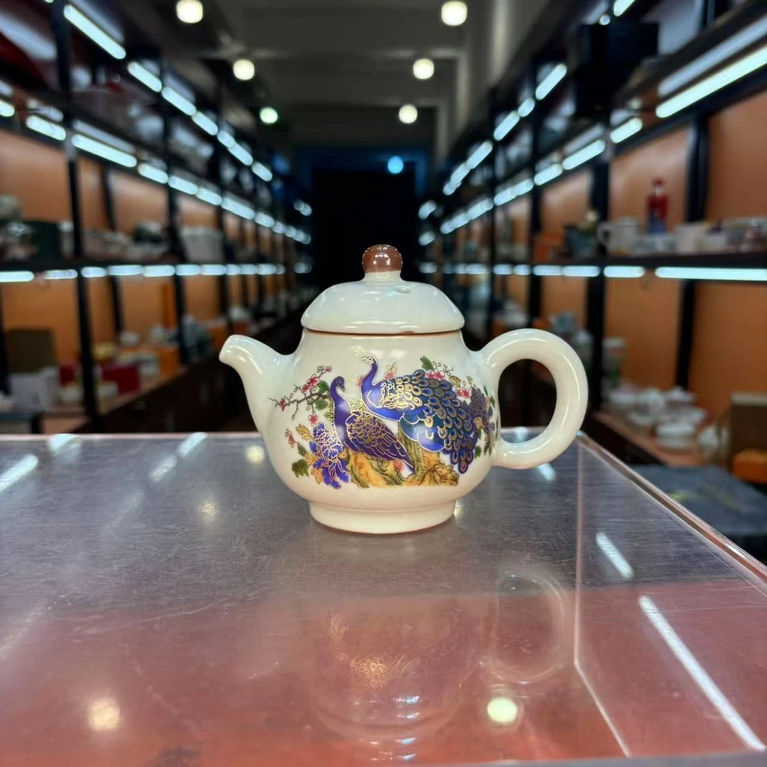 秋香茶具 福佑单雀黄汝梨型壶一壶四杯小套装家用功夫茶具套-2558