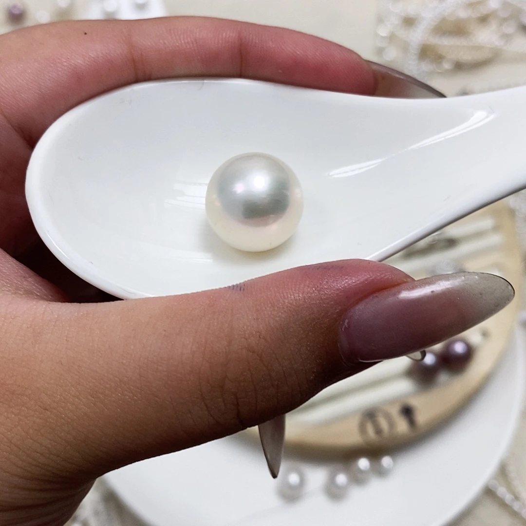 木***姐白珍珠裸珠15.3m淡水珍珠银S925镶嵌