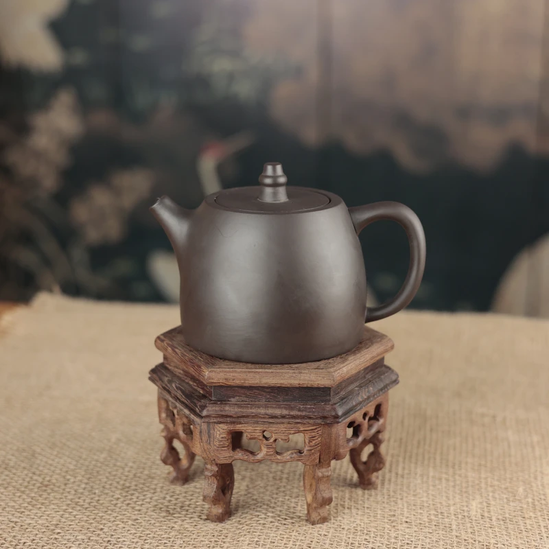 原矿紫砂紫泥大容量汉铎茶壶450ml茶具套装(一壶7杯+茶巾)