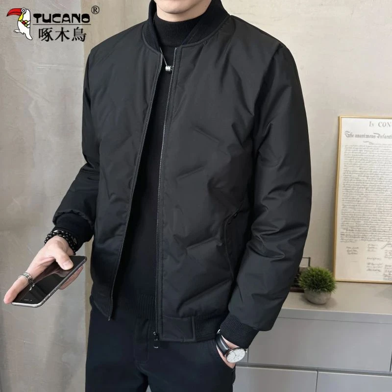 啄木鸟轻薄羽绒服男士秋冬季新款潮流百搭棒球领保暖外套修身上衣
