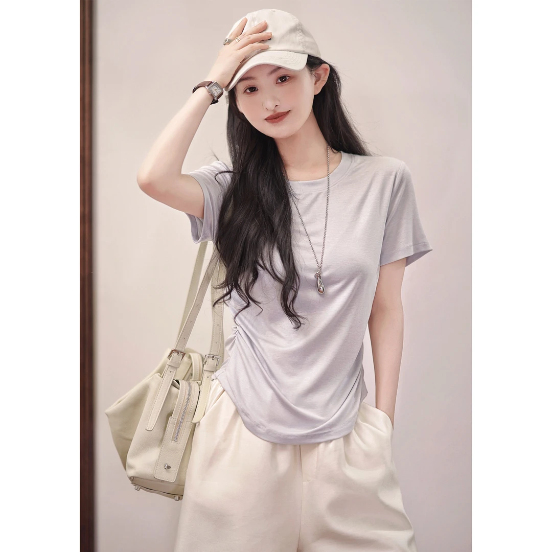 【赵大喜】现货！小蛮腰T恤 | 莫代尔/醋酸 亲肤爽滑 捏褶设计