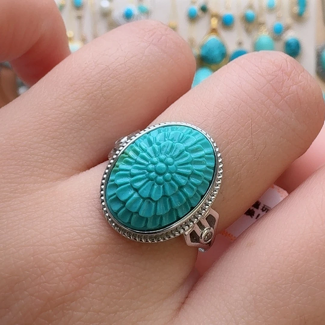 绿松石珠宝奇石银S925镶嵌