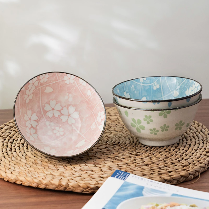 美浓烧日本进口陶瓷饭碗家用日式好看樱花纹吃饭碗釉下彩餐具