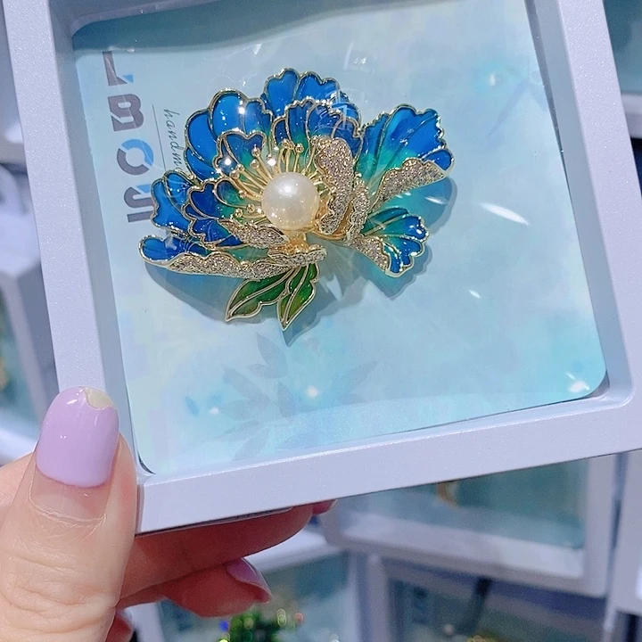 锆石铜合金牡丹花 蓝色