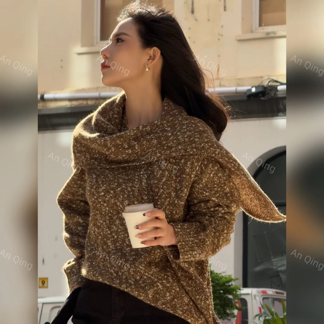 AN QING2025新款针织披肩毛衣