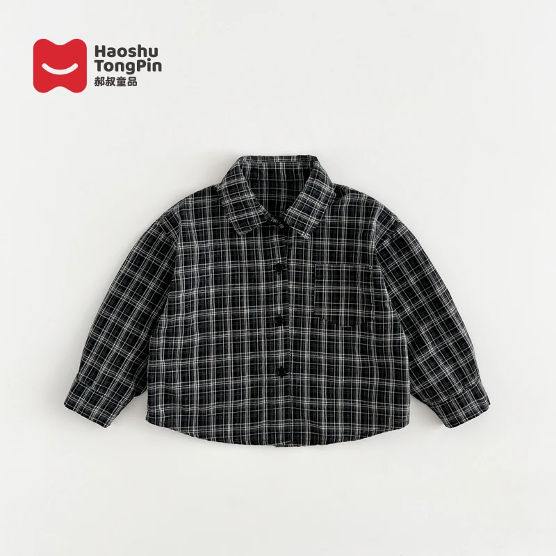 现货百分百棉【一家四口】郝叔童品秋季新款2025时尚格子衬衫HP5349