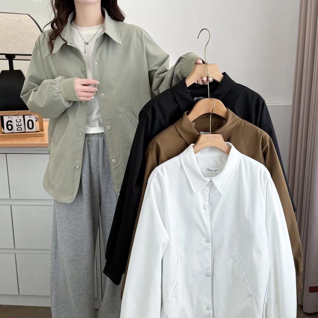 2025大码秋季女式防水短风衣女百搭短外套风衣短款韩版休闲2430