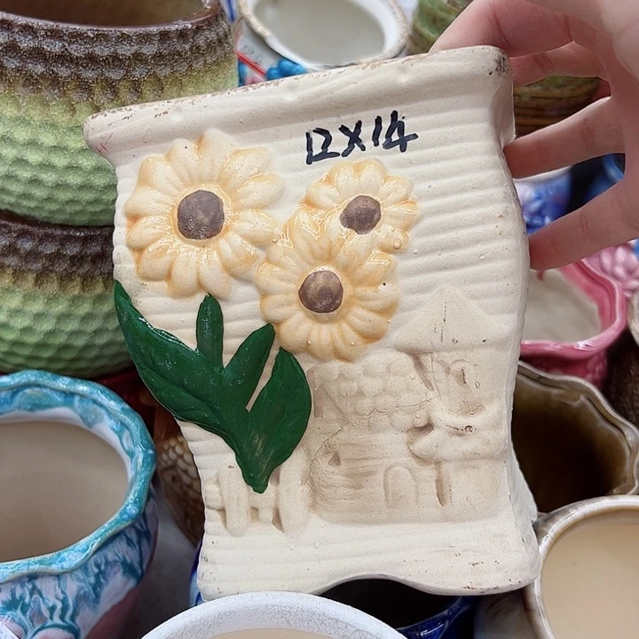 多肉绿植陶瓷花盆9.9包邮，有孔