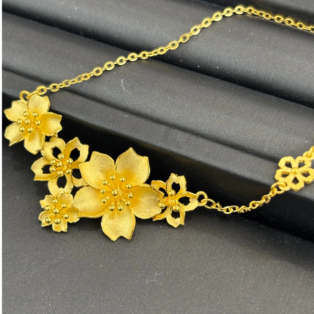 [长恋黄金]三生花项链足金套链