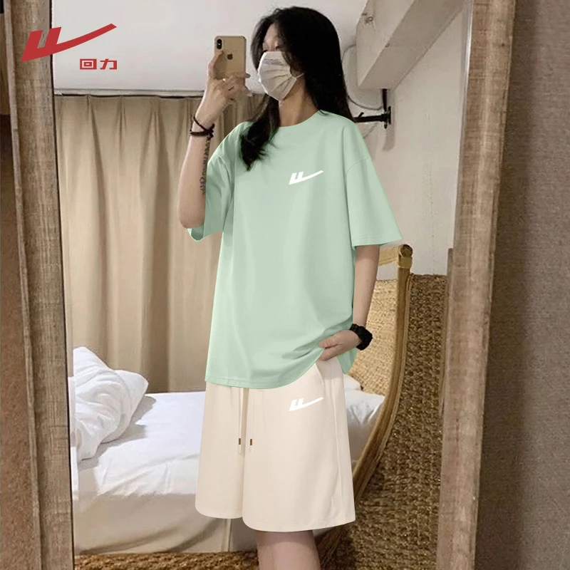 Warrior/回力运动套装女款爆款2025新款清凉显瘦短袖华夫格短裤