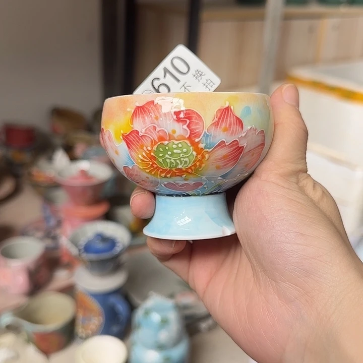 杯景德镇釉下五彩手绘微瑕