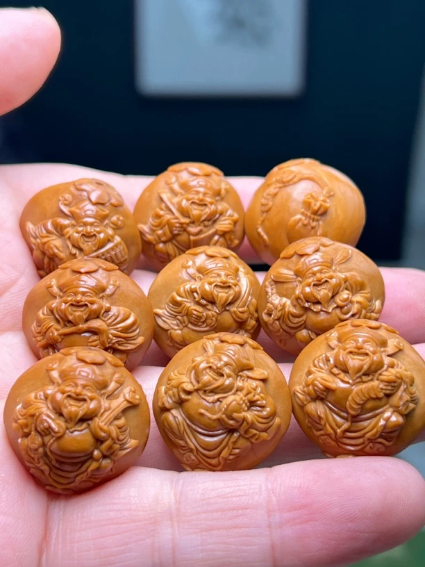 2.5四花九龙财神#橄榄核#手工