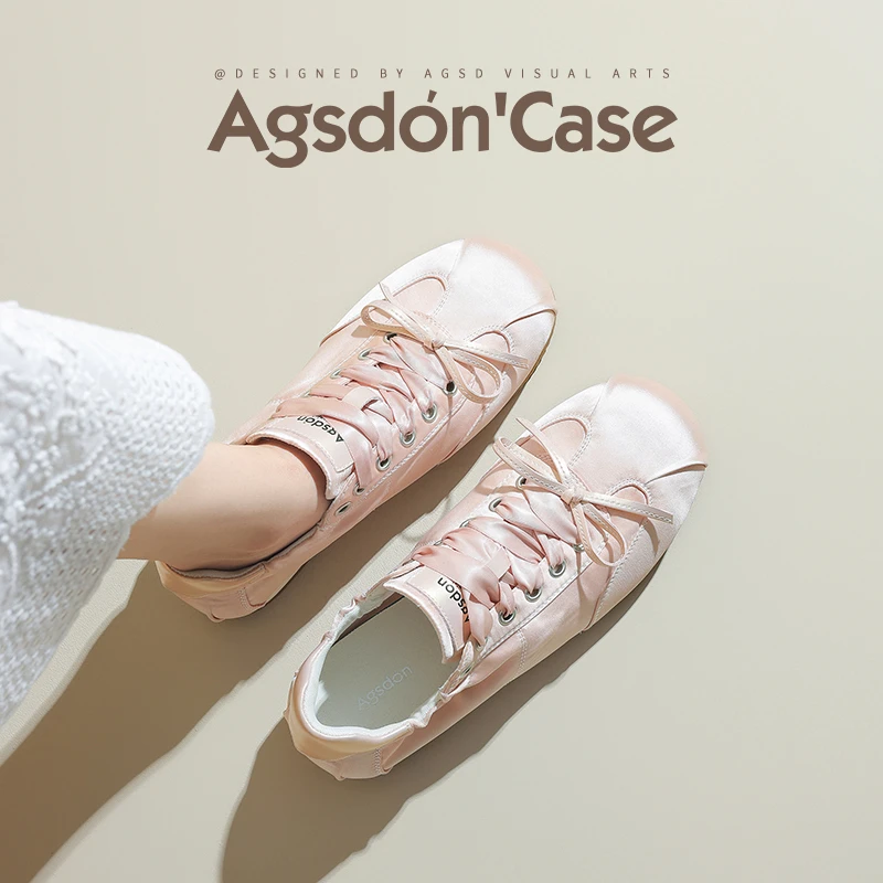 奥古狮登AG336粉色德训鞋女2025新款春秋季芭蕾小白鞋板鞋子百搭Q