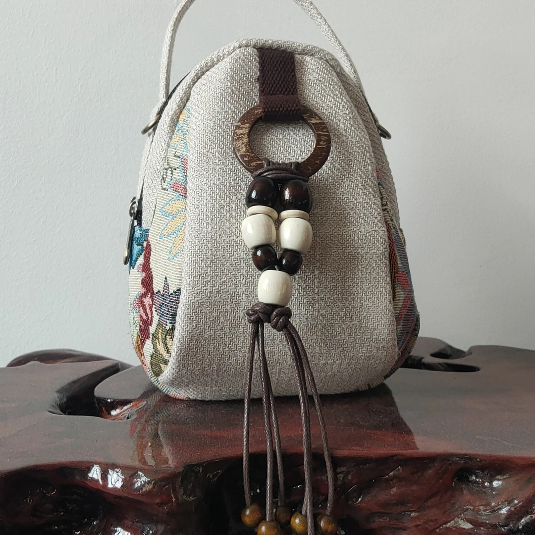 精品民族风麻布小包白色系