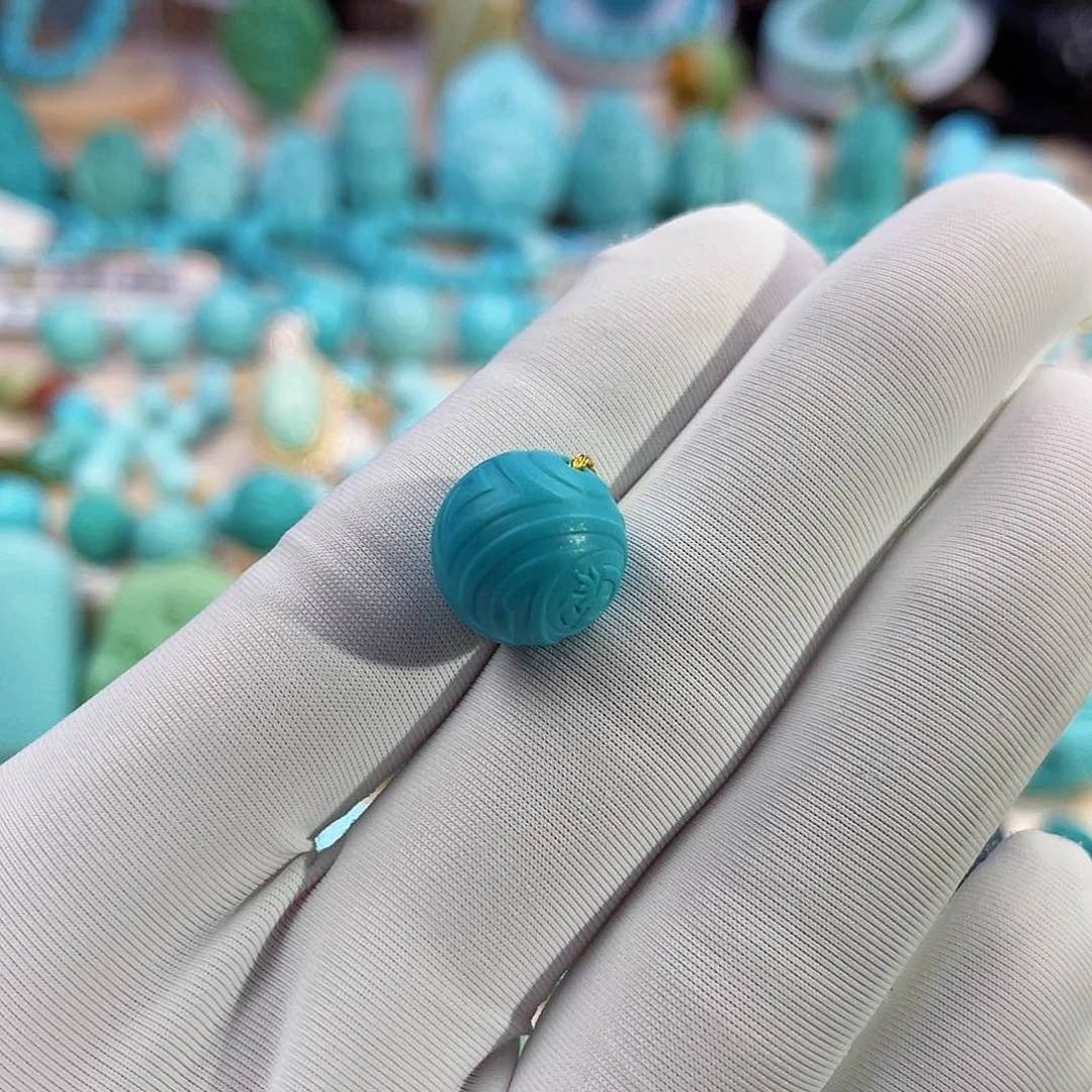 绿松石珠宝奇石未镶嵌12.1mm