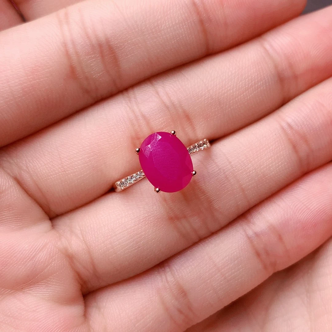 红宝石戒指银S925镶嵌