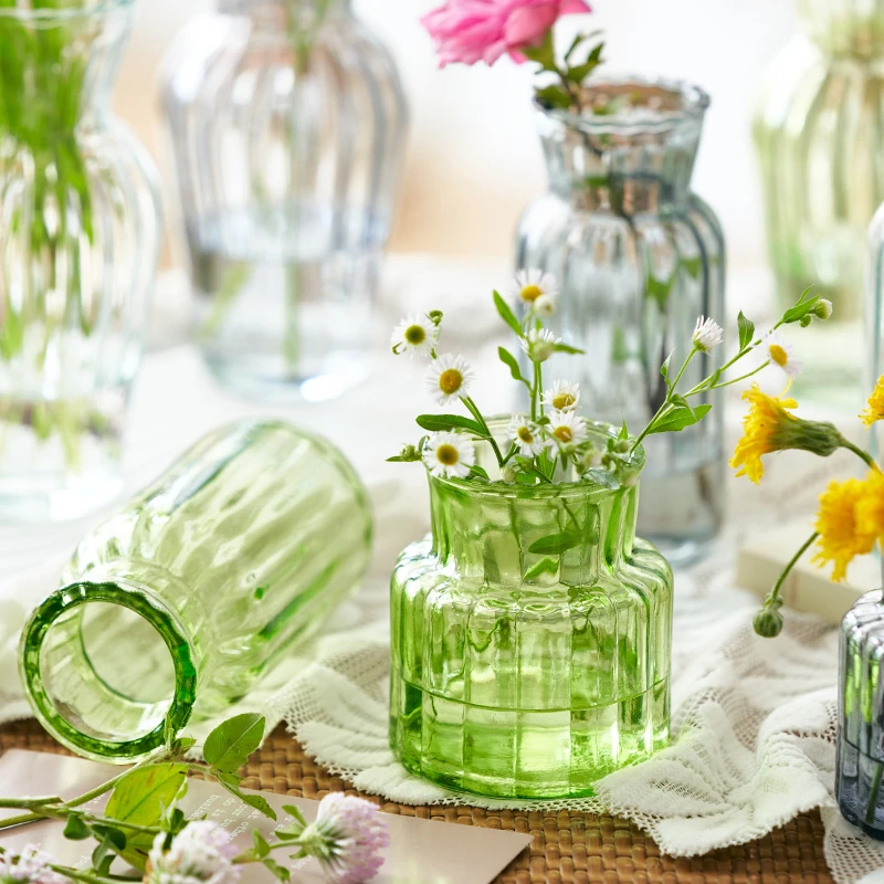 【三件套】ins风迷你玻璃小花瓶水培绿植装饰桌面透明插花器摆件