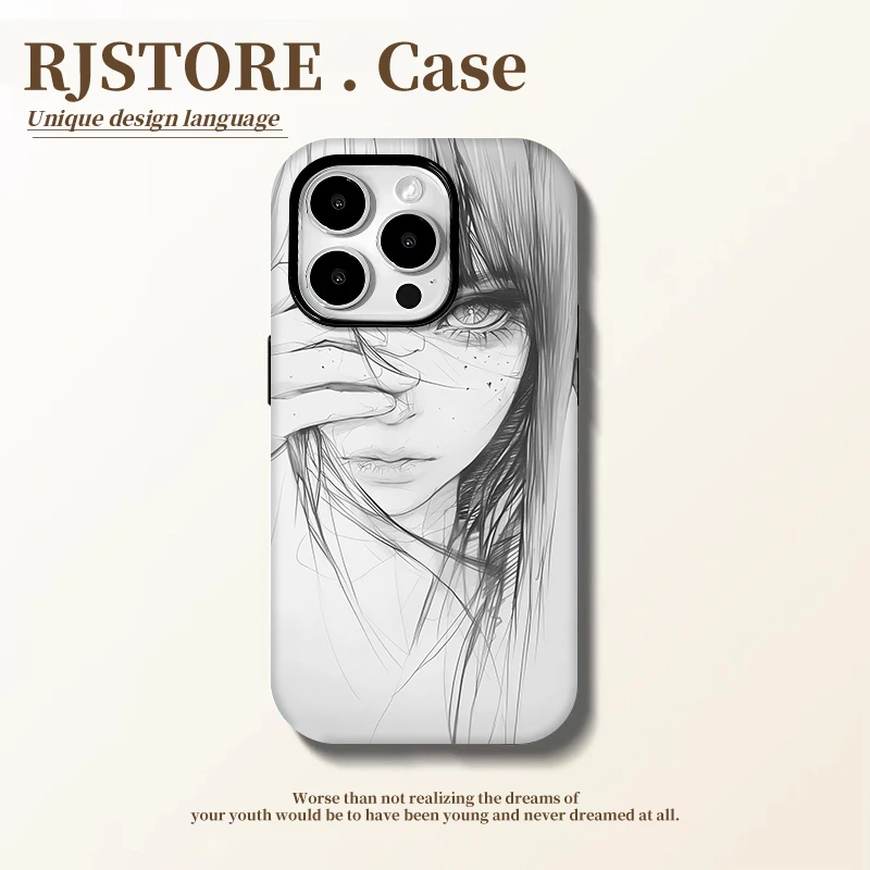 奥菲顿齐刘海少女适用iPhone161514菲林手机壳华为vivo小米oppo套